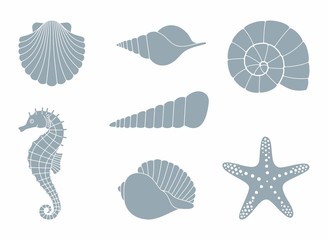 Silhouettes of sea inhabitants