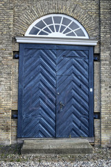 Old blue historic wooden Door