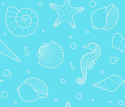 Seamless background with marine life