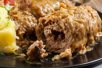 Pork rolls in sauce