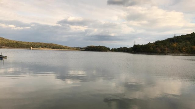Lake nature of Bor and dam footage - Eastern Serbian landscape by autumn