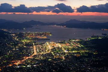 広島　呉の夜景　灰ヶ峰からの眺め