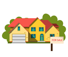 Sale house in flat design style.