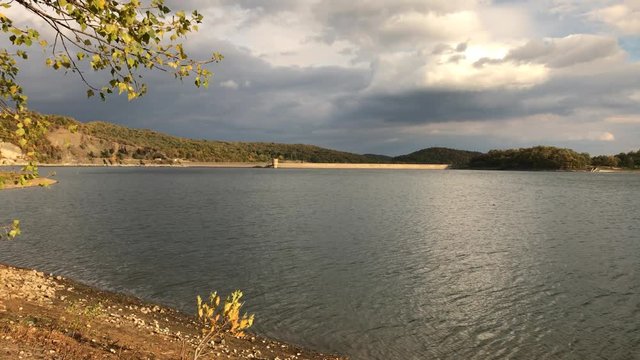  Beautiful Eastern Serbian scenery by autumn footage - Lake of Bor nature and water dam