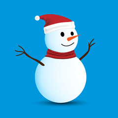 Isolated Snowman on Blue background