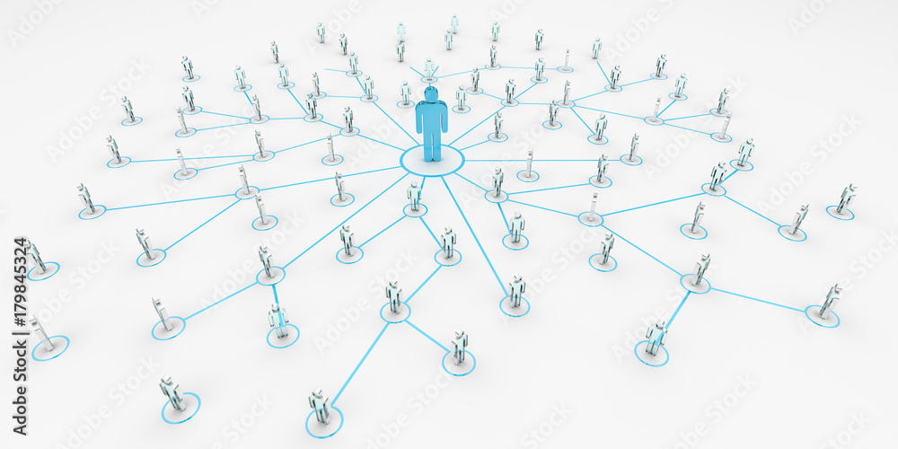 Poster leader connecting a group of people 3d rendering
