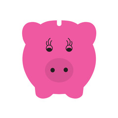 pink piggy bank icon- vector illustration