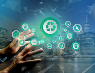 View of a Technology ecologic interface with icon displayed on a technology interface