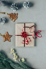 Christmas gifts in packing and festive decorations