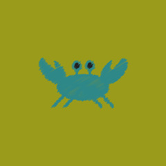 Crab vector illustration in cartoon style. Seafood product design in Hatching style