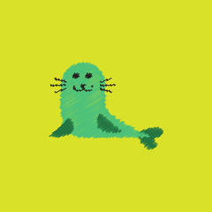 Seal animal icon. Cartoon illustration of seal animal vector icon in Hatching style