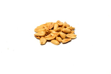 peeled peanuts isolated on white background.