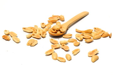 peeled peanuts isolated on white background.
