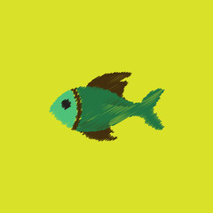 Vector sea fish in Hatching style