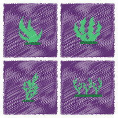 seaweed icon. vector illustration in Hatching style