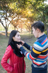 Fototapeta premium A picture couples of asian on valentines day on vintage style