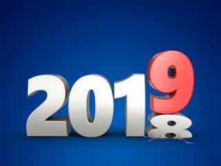 3d 2019 year silver sign