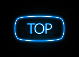 Top  - colorful Neon Sign on brickwall