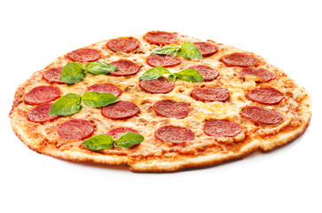 Pepperoni Pizza, isolated on white background