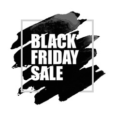 Black Friday Sale Poster with Watercolor Spot on White Background.