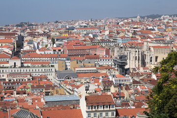 Naklejka na ściany i meble Panoramic Aerial View of Lisbon from Sao Jorge Castle, Portugal