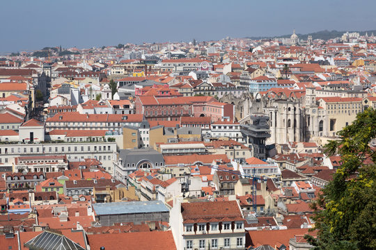 Panoramic Aerial View of Lisbon from Sao Jorge Castle, Portugal