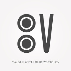 Silhouette icon sushi with chopsticks