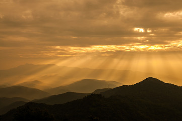 Sunrise over mountain in the morning.