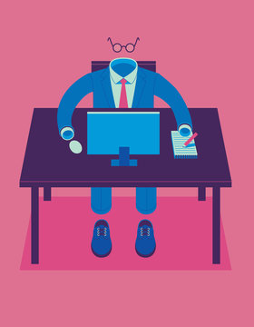 Empty business suit working at desk