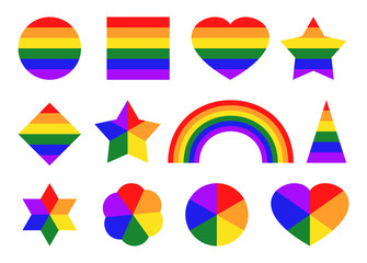 LGBT colored set of simple shapes. Pride color icons