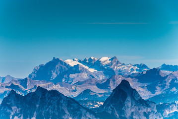 Fototapeta na wymiar Alps panorama from Rigi Kulm (Summit of Mount Rigi, Queen of the Mountains), canton Schwyz, central Switzerland