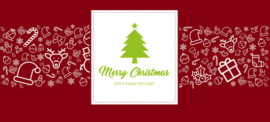 Design Grußkarte zu Weihnachten mit Tannenbaum und Merry Christmas