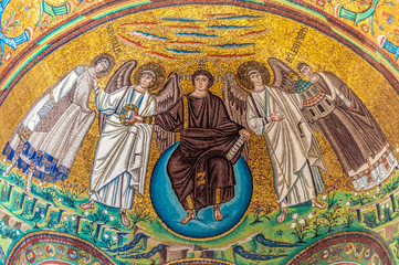 The Apse mosaic at San Vitale, Ravenna. 6th century - obrazy, fototapety, plakaty