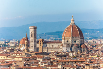 Fototapeta na wymiar The Majestic panorama of Firenze with the Cathedral 