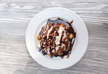 delicious Waffle with fresh cream