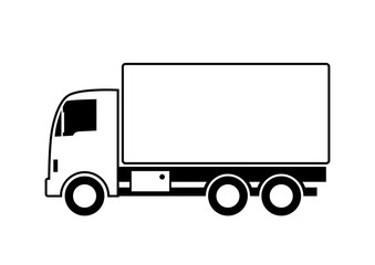 White truck vector icon on white background