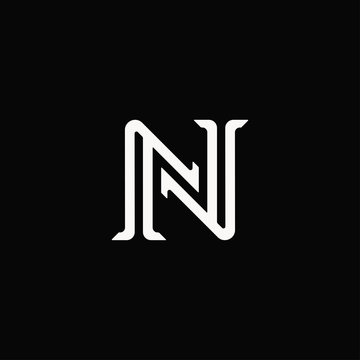 Linear N letter logo sign vintage design.
