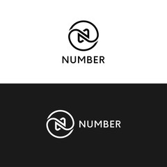Clean circle N logo icon wave sign vector design.