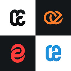 Letters OE logo company icon signs collection.