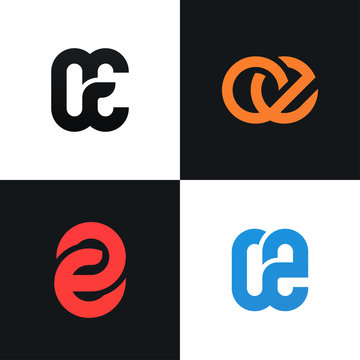 Letters OE logo company icon signs collection.