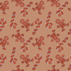 Watercolor Christmas seamless pattern.