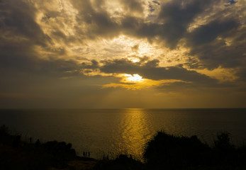 Sunset at sea, peaceful and beautiful landscape.