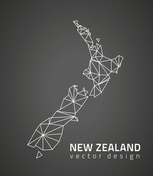 New Zealand dark vector contour triangle perspective map