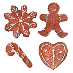 Watercolor gingerbread illustration