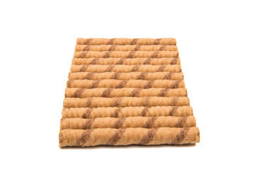 wafer rolls with chocolate isolated
