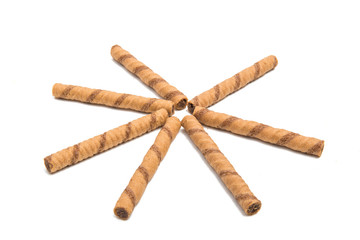 wafer rolls with chocolate isolated