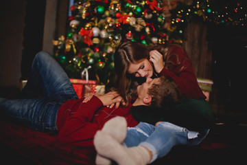 Couple celebrates new year/Christmas