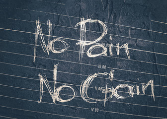 No pain no gain text. Gym and fitness motivation quote. Creative typography poster concept. Grunge style