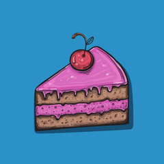 Cute cartoon Cake Slice