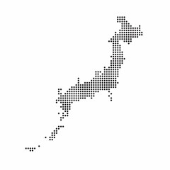 Japan country map made from abstract halftone dot pattern